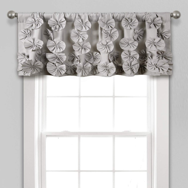 Lush Decor Riley Window Valance, Single 54" W x 18" L, Light Gray - Valance Curtains - Kitchen Valances for Windows - Bathroom Window Curtains - Image 1