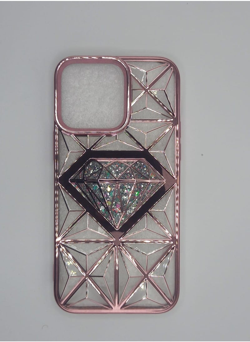 Undefined Transparent Pink Back Cover For IPhone 14 Pro Max With A Diamond Shape  - Image 1