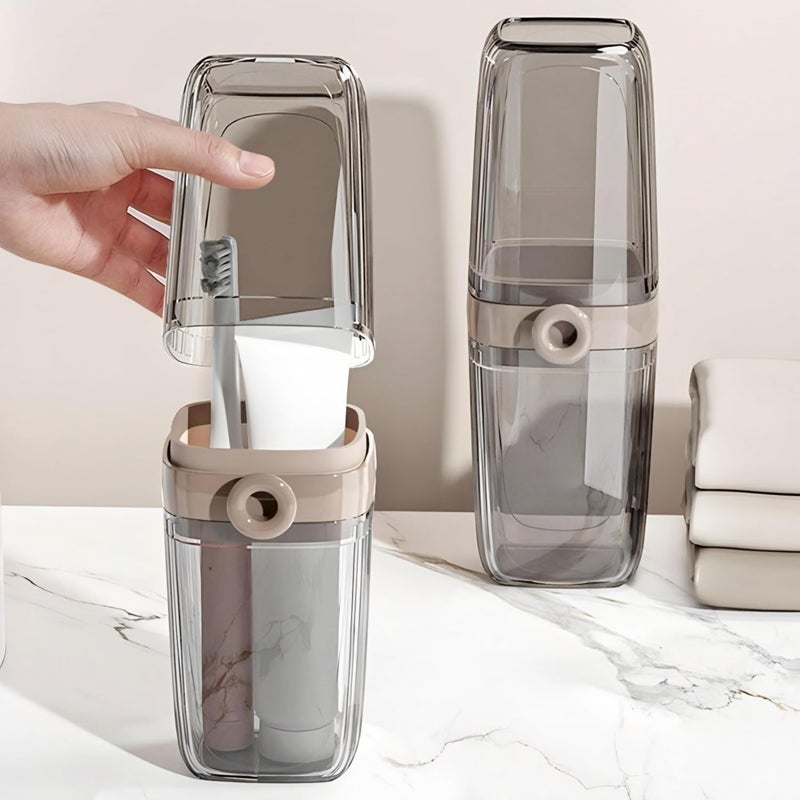 VISUAL ARREST Portable Capsule Toothbrush and Toothpaste Holder Compact Travel Toothbrush Case Container Travel Essentials for Camping Business and School Trips Plastic Toothbrush Organizer (1 PCS) - Image 3