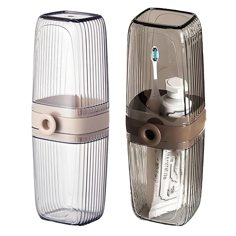 VISUAL ARREST Portable Capsule Toothbrush and Toothpaste Holder Compact Travel Toothbrush Case Container Travel Essentials for Camping Business and School Trips Plastic Toothbrush Organizer (1 PCS) - Image 1