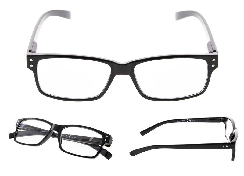 LUR READING GLASSES 6 Pack Spring Hinge Comfort Plastic Readers (Black) - Image 4