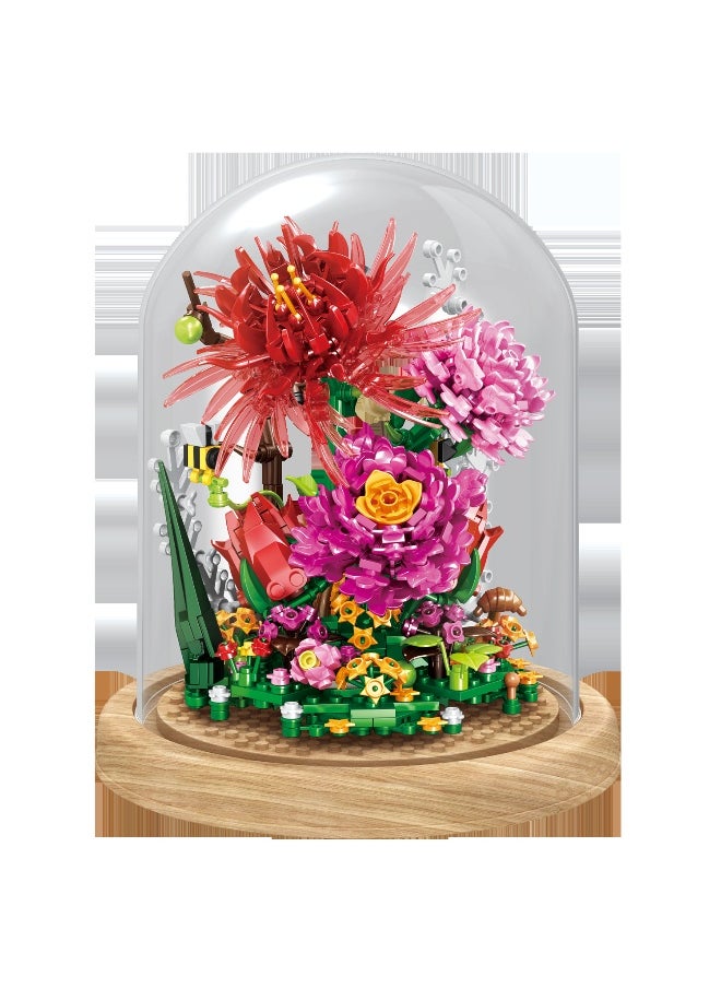 Miniso Flower Language Series Dust-Protection Cover Building Blocks Flower(Rosa Multiflora, 626 Pcs) 