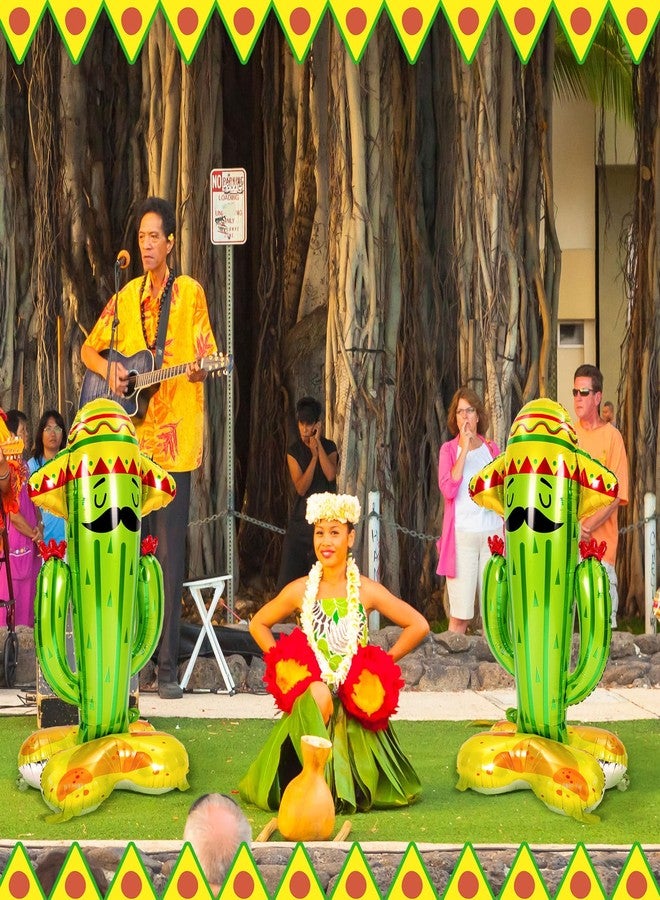 Hungdao مجموعة هوندوا 2 من ألعاب الكاكتوس القابلة للنفخ 50" زينة حفلات ذات طابع مكسيكي، دمية عيد السينكو دي مايو، زينة كاكتوس ترتدي قبعات السومبريرو لحفلة التاكو المكسيكية، مستلزمات حفلات ذات طابع هاواي - Image 5