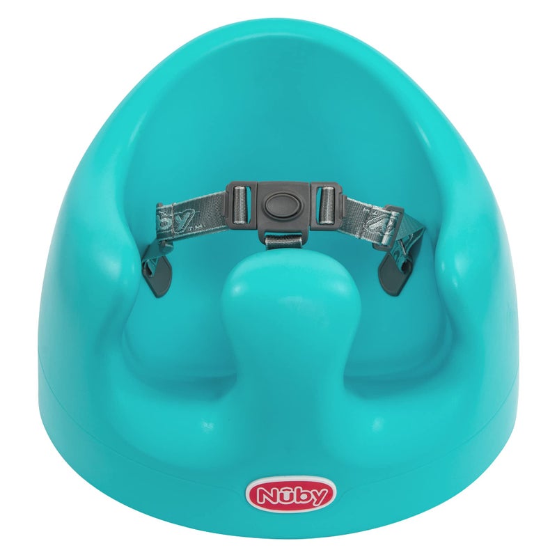 Nuby My Floor Seat Portable Baby Chair with Soft Foam Cushion Safety Harness and High Back Design 4 Months Aqua