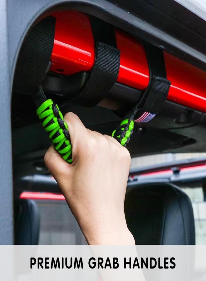 HZEL 2PCS Roll Bar Grab Handles, Oxford Cloth Upgrade Metal Buckle Paracord Grip Handles, Durable and Strong Car Accessories, Compatible with Wrangler JL, JLU, JT, JK, JKU, TJ, LJ and YJ（Green） - Image 4