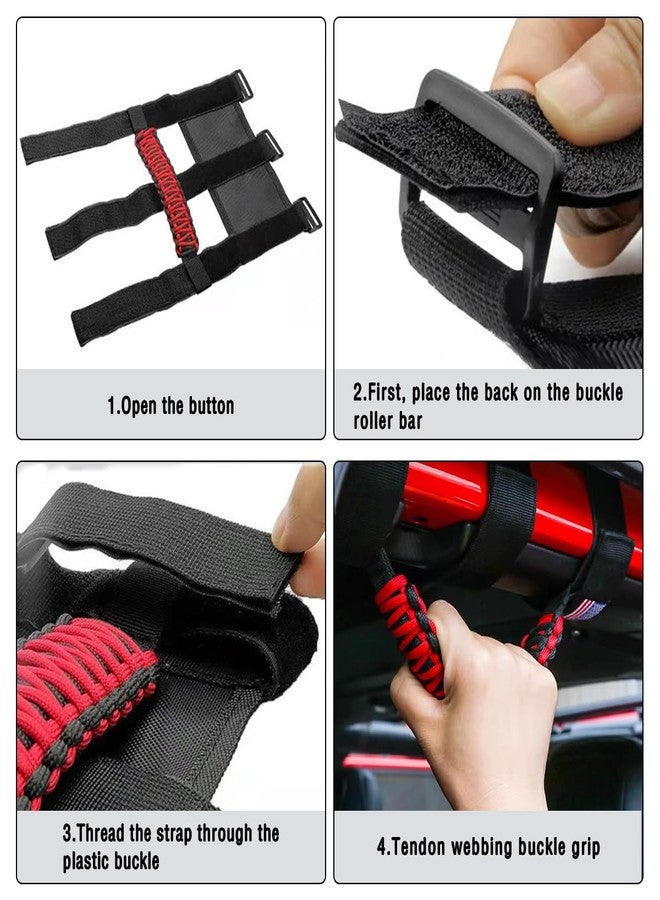 HZEL 2PCS Roll Bar Grab Handles, Oxford Cloth Upgrade Metal Buckle Paracord Grip Handles, Durable and Strong Car Accessories, Compatible with Wrangler JL, JLU, JT, JK, JKU, TJ, LJ and YJ（Green） - Image 5