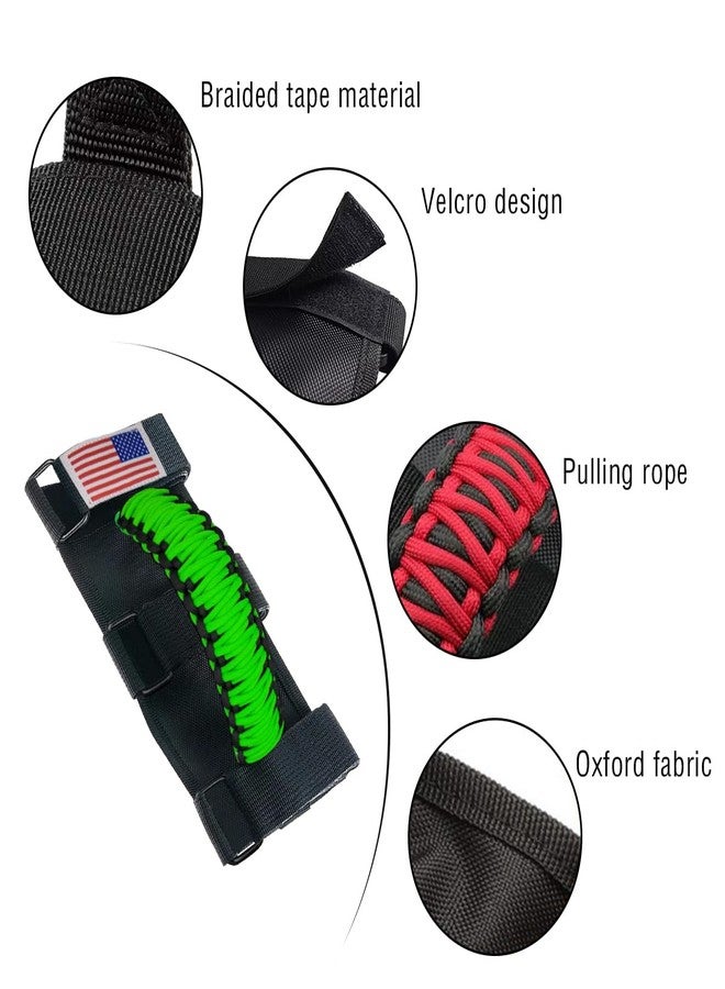 HZEL 2PCS Roll Bar Grab Handles, Oxford Cloth Upgrade Metal Buckle Paracord Grip Handles, Durable and Strong Car Accessories, Compatible with Wrangler JL, JLU, JT, JK, JKU, TJ, LJ and YJ（Green） - Image 2