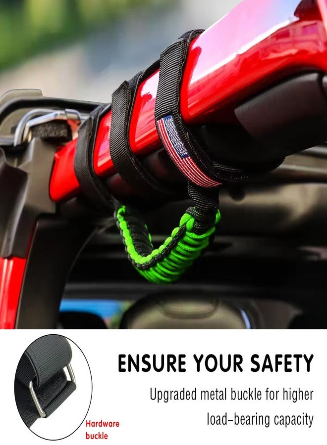 HZEL 2PCS Roll Bar Grab Handles, Oxford Cloth Upgrade Metal Buckle Paracord Grip Handles, Durable and Strong Car Accessories, Compatible with Wrangler JL, JLU, JT, JK, JKU, TJ, LJ and YJ（Green） - Image 3