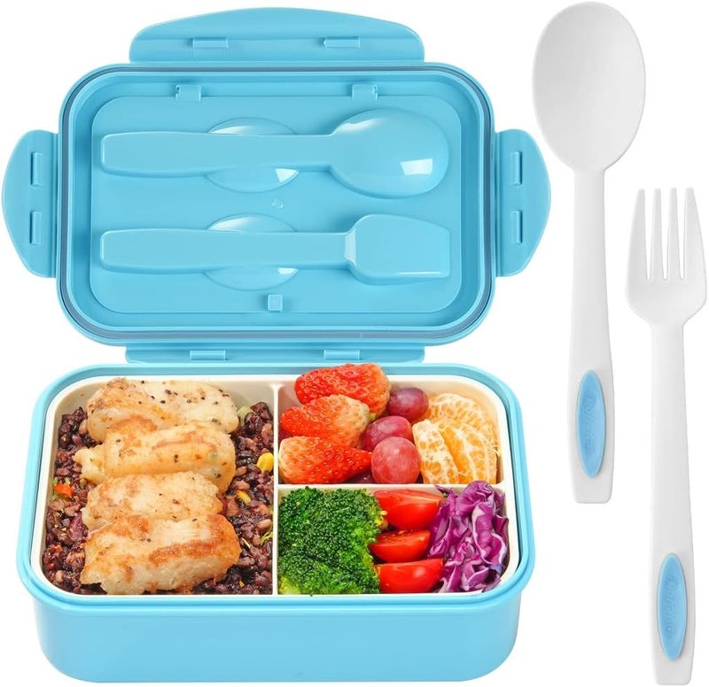 Lovina Bento Boxes for Adults - 1100 ML Bento Lunch Box Container For Kids With Spoon & Fork - Durable Perfect Size for On-the-Go Meal, BPA-Free and Food-Safe Materials(Blue) - Image 1