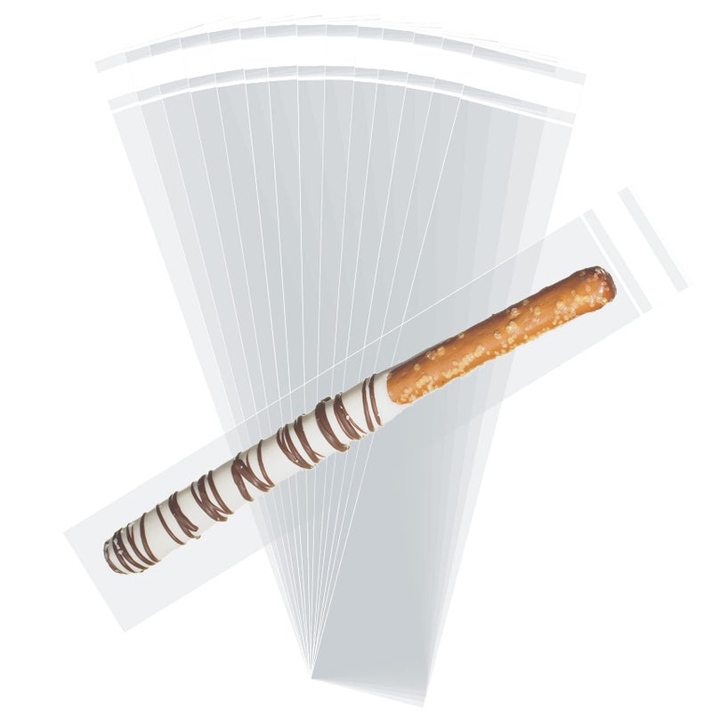 Morepack Self Sealing Cellophane Bags2x10 Inches 100 Pcs Clear Pretzel Rod Bags Resealable Bag for Packaging ICY Candy Popsicle