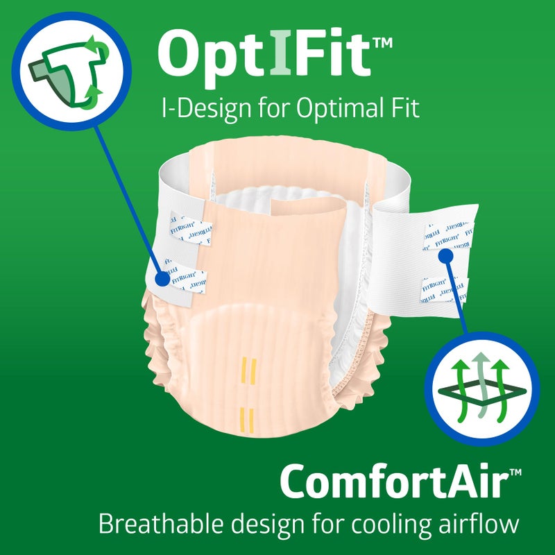 FitRight Adult Diapers, Ultra Heavy Absorbency, S (Waist Size 20in-32in), 20 Count, OptiFit Incontinence Briefs for Men and Women, Disposable, Moisture-Wicking, Leak Protection, - Image 2
