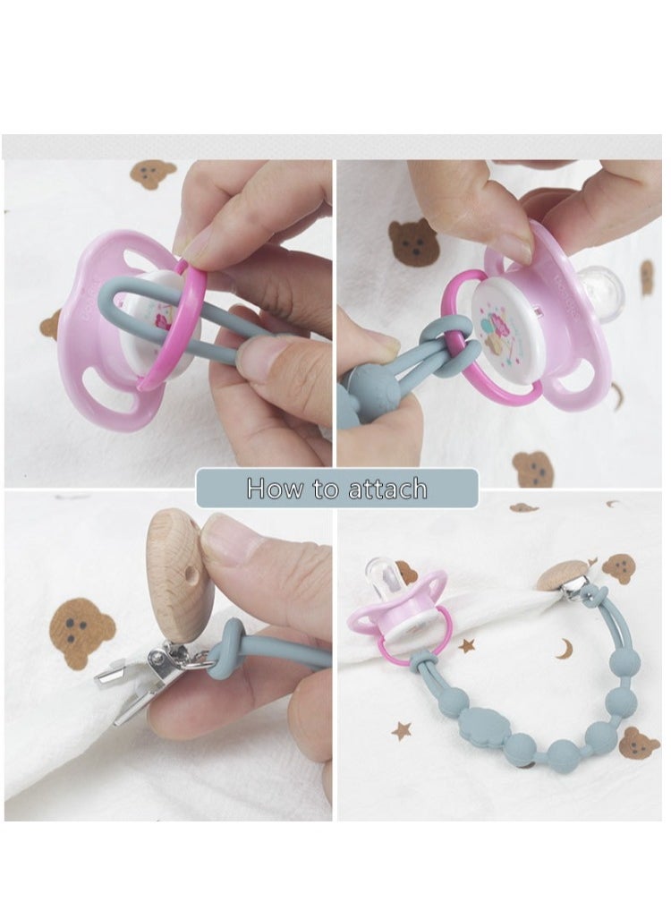 OASIS-TH - 2 Packs Silicone Pacifier Clip, 100% Silicone Pacifier Strap with Clip Keeps Pacifiers, Teethers & Small Toys in Place - Image 1