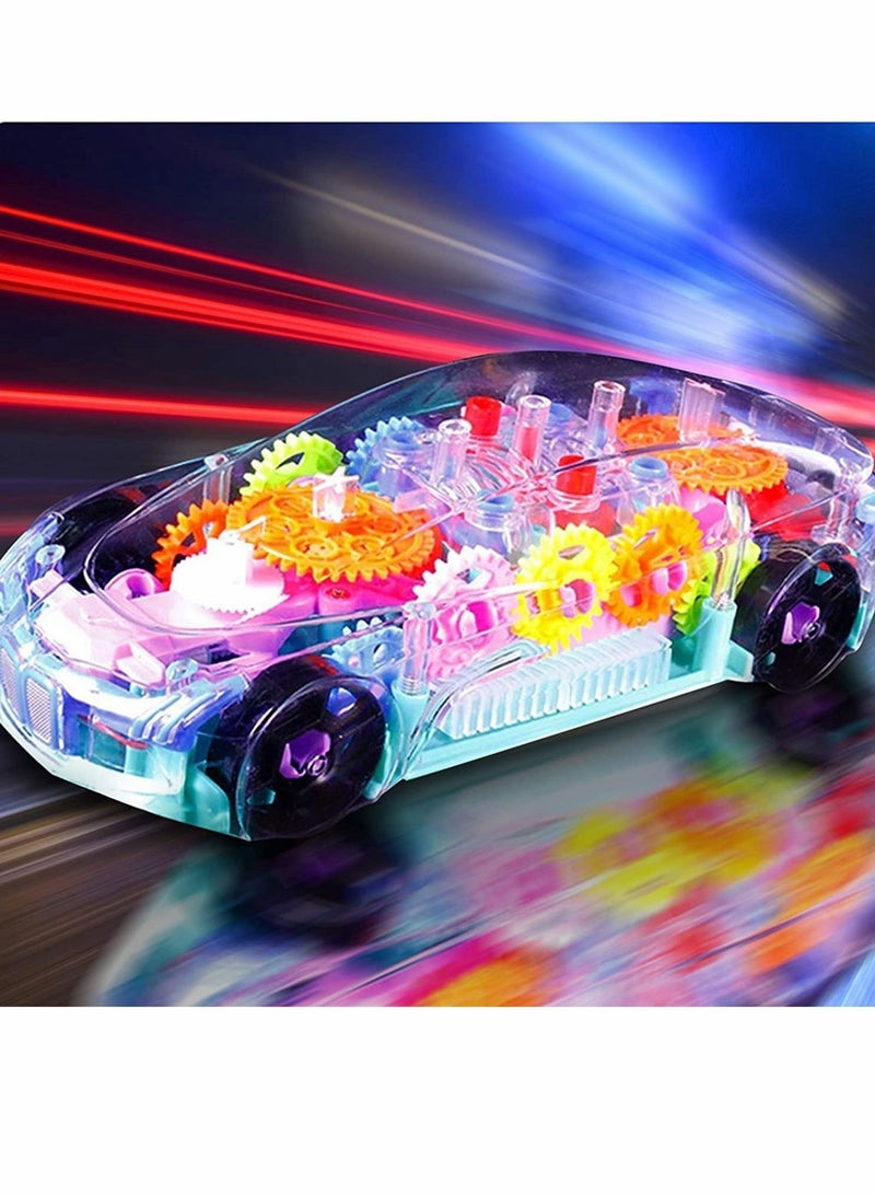 إسكدنيا Car Toy Racing Transparent Mechanical Gear with Music and Lights, Gift for 3 4 5-Year-Old Boys Girls Toddlers - Image 2