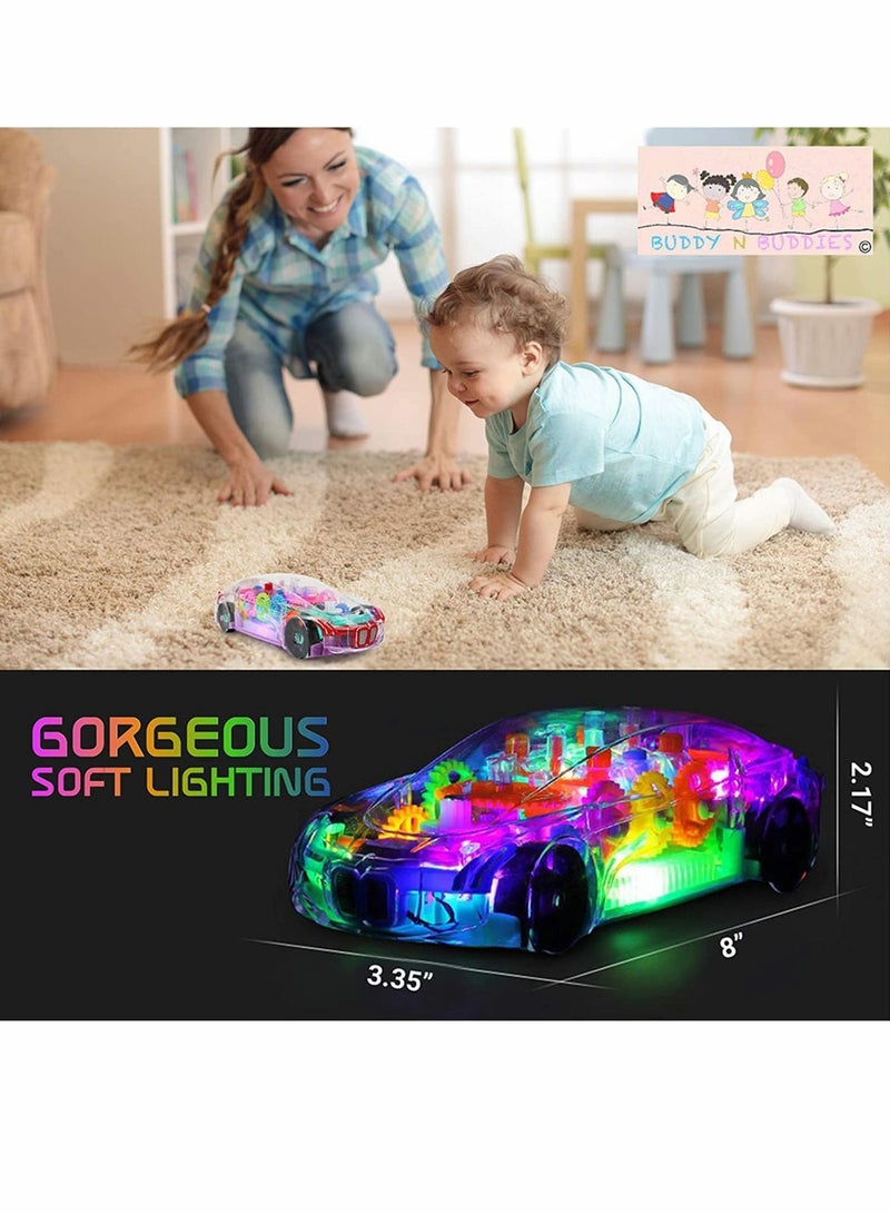 إسكدنيا Car Toy Racing Transparent Mechanical Gear with Music and Lights, Gift for 3 4 5-Year-Old Boys Girls Toddlers - Image 4