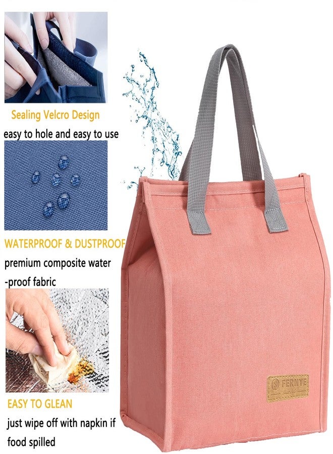 FERNYE Lunch Bag for Women/Men,Waterproof Reusable Portable Lunch Tote,Lunch Box Bag.Thermal Cooler Bag Ideal for Work/Party/l/Travel/Picnic (Light Pink) - Image 4