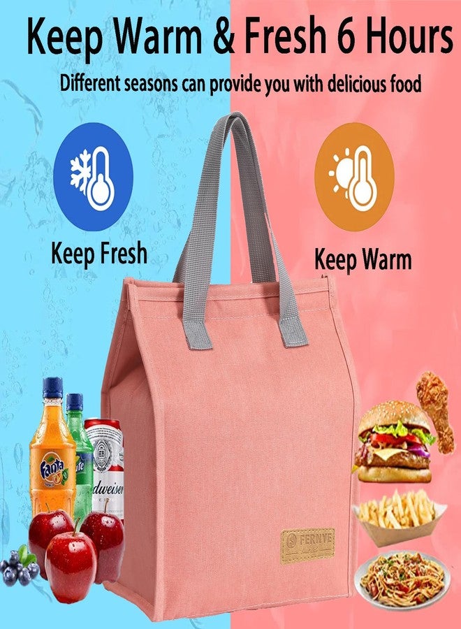 FERNYE Lunch Bag for Women/Men,Waterproof Reusable Portable Lunch Tote,Lunch Box Bag.Thermal Cooler Bag Ideal for Work/Party/l/Travel/Picnic (Light Pink) - Image 2