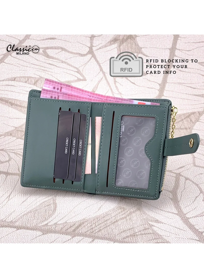 Classic Milano Grey (JFL-10-(2266)) Classic Milano Premium Faux Leather Wallet for Women with Loop Closure | Ladies Wallet Stylish Card Holder Purse | Slim Women's Wallet for Daily Use, Travel, and Gifting for Women | Best Price UAE