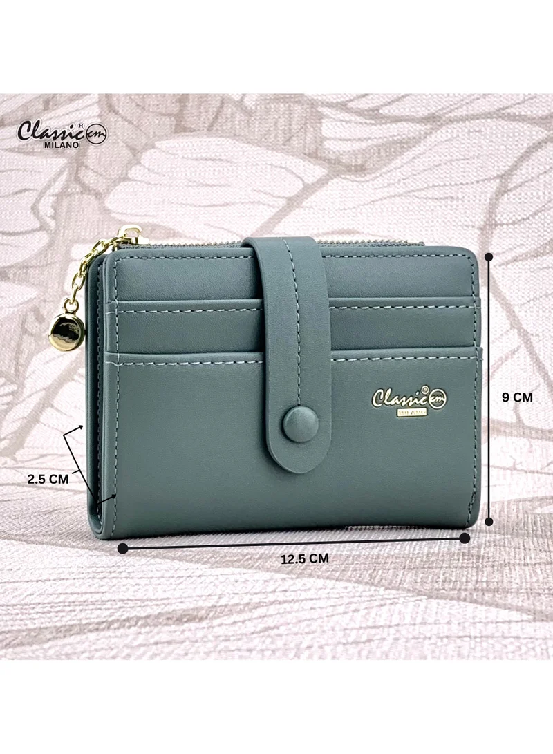 Classic Milano Grey (JFL-10-(2266)) Classic Milano Premium Faux Leather Wallet for Women with Loop Closure | Ladies Wallet Stylish Card Holder Purse | Slim Women's Wallet for Daily Use, Travel, and Gifting for Women | Best Price UAE
