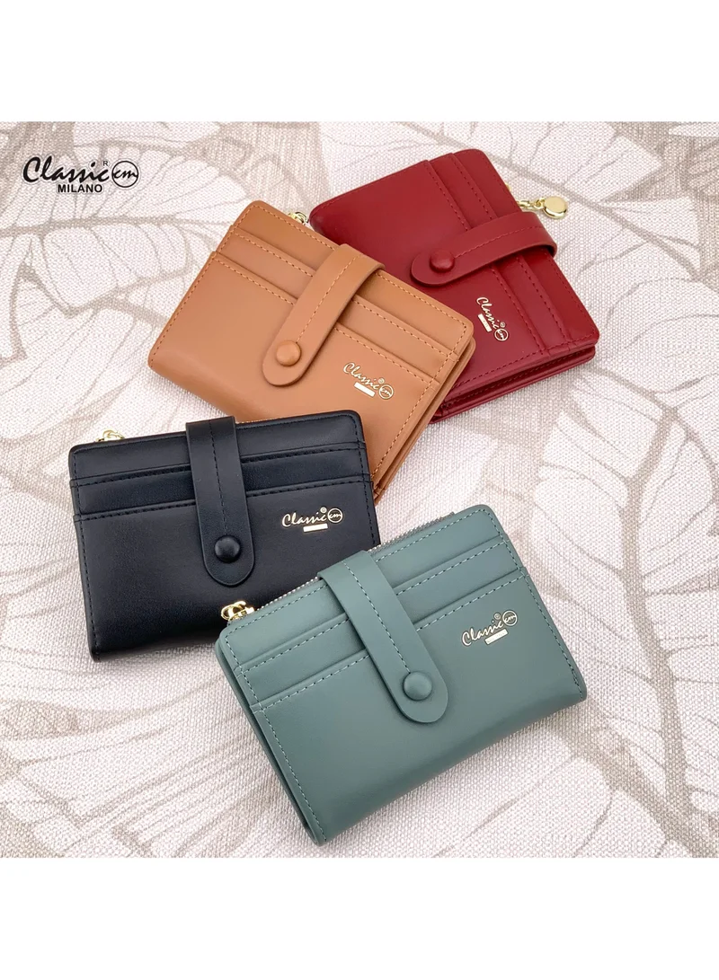 Classic Milano Grey (JFL-10-(2266)) Classic Milano Premium Faux Leather Wallet for Women with Loop Closure | Ladies Wallet Stylish Card Holder Purse | Slim Women's Wallet for Daily Use, Travel, and Gifting for Women | Best Price UAE