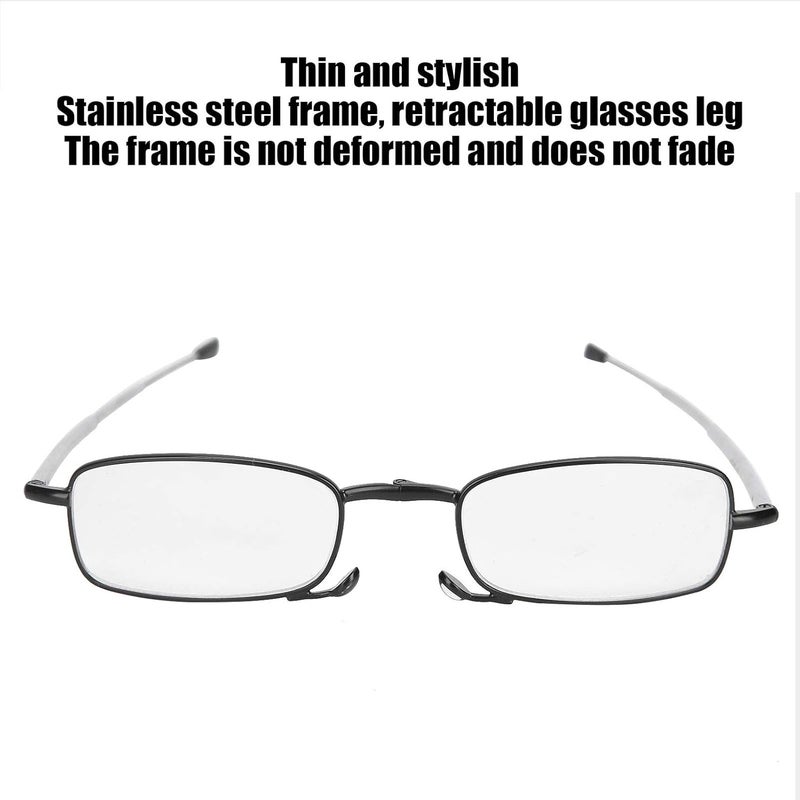 comfrt Reading Glasses Fashion Black Readers Foldable Presbyopic Glasses with Portable Case for Elderly Men and Women(+250) - Image 4