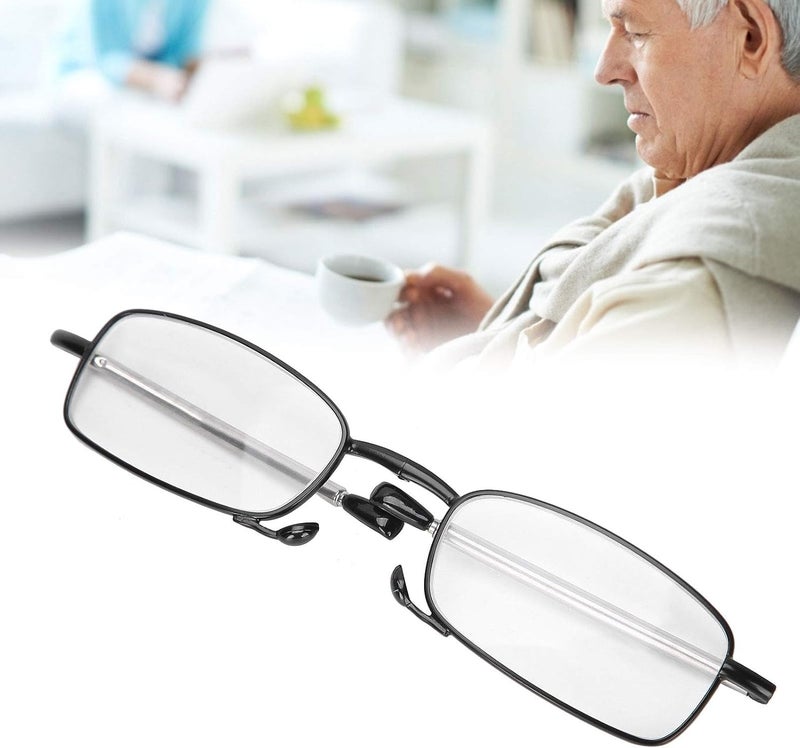 comfrt Reading Glasses Fashion Black Readers Foldable Presbyopic Glasses with Portable Case for Elderly Men and Women(+250) - Image 2