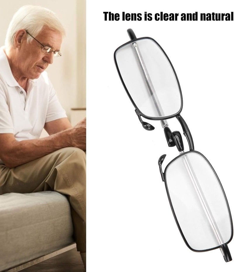 comfrt Reading Glasses Fashion Black Readers Foldable Presbyopic Glasses with Portable Case for Elderly Men and Women(+250) - Image 3