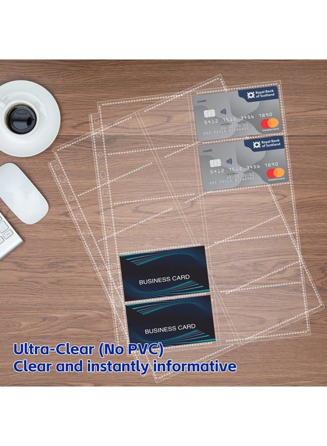 BYSTER 30 Pack 600 Pockets Business Card Sleeves Binder Sheets, Ultra-Clear Business Card Pages for 2/3/4 Ring Binder, Double Sided 10 Pocket Credit Card Pages - Image 5