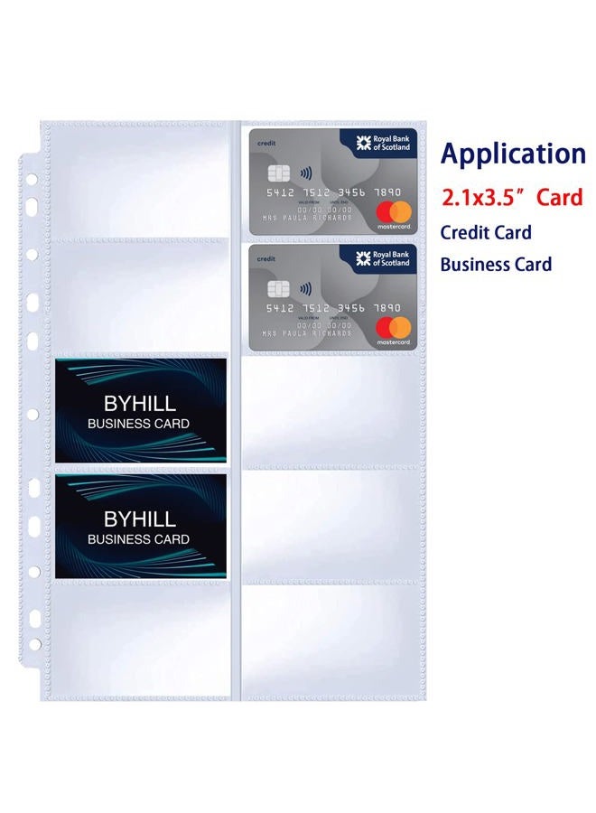 BYSTER 30 Pack 600 Pockets Business Card Sleeves Binder Sheets, Ultra-Clear Business Card Pages for 2/3/4 Ring Binder, Double Sided 10 Pocket Credit Card Pages - Image 2