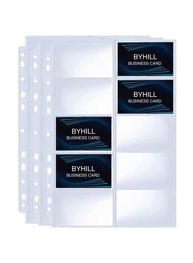 BYSTER 30 Pack 600 Pockets Business Card Sleeves Binder Sheets, Ultra-Clear Business Card Pages for 2/3/4 Ring Binder, Double Sided 10 Pocket Credit Card Pages - Image 1