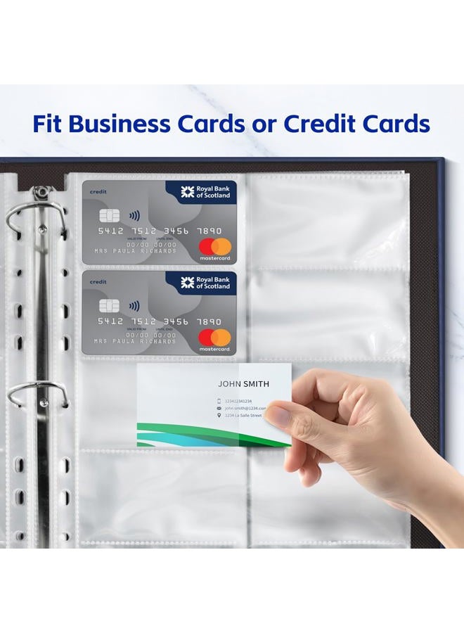 BYSTER 30 Pack 600 Pockets Business Card Sleeves Binder Sheets, Ultra-Clear Business Card Pages for 2/3/4 Ring Binder, Double Sided 10 Pocket Credit Card Pages - Image 3