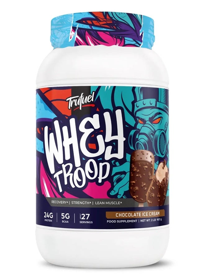 Trufuel Whey Troop Protein - 2Lb, Chocolate Ice Cream Flavour