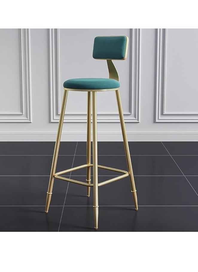 Generic Bar Stool, Bar Chair,1 Pcs High Bar Chair with Metal Frame Chair Footrest High Stool with Backs, Metal Legs Heavy Duty Barstools with High Upholstered  - Image 1