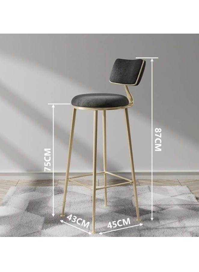 Generic Bar Stool, Bar Chair,1 Pcs High Bar Chair with Metal Frame Chair Footrest High Stool with Backs, Metal Legs Heavy Duty Barstools with High Upholstered  - Image 2