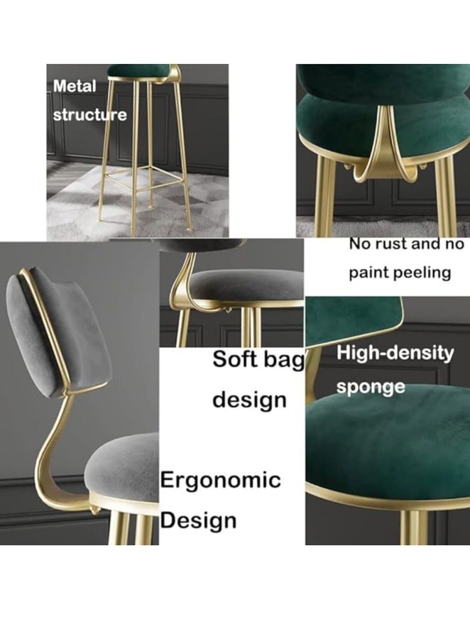 Generic Bar Stool, Bar Chair,1 Pcs High Bar Chair with Metal Frame Chair Footrest High Stool with Backs, Metal Legs Heavy Duty Barstools with High Upholstered  - Image 3