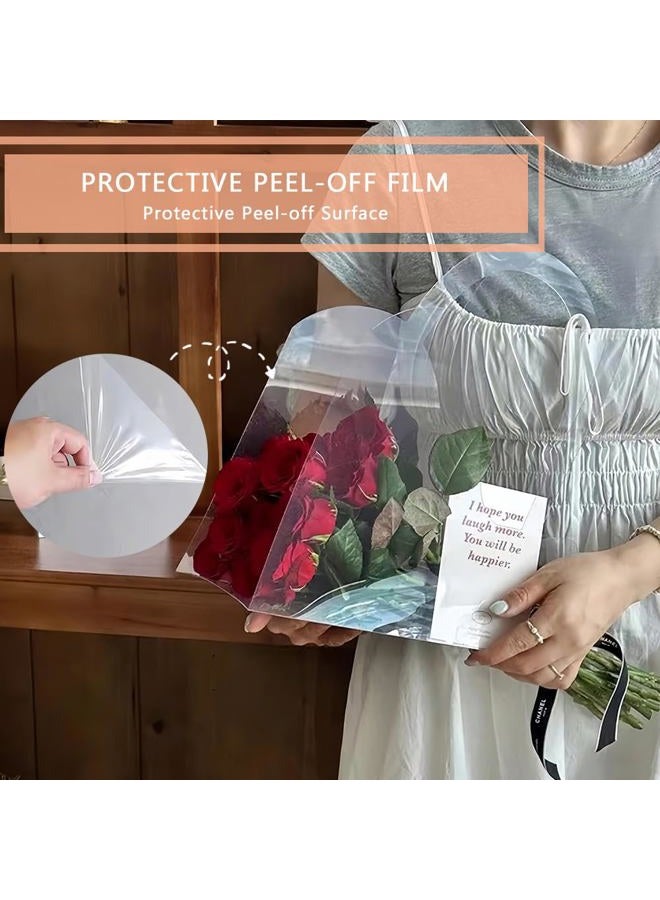 BBJ WRAPS Transparent Flower Bags For Bouquets, Creative PET Floral Gift Bags With Handle Perfect Florist Supplies Packaging For Flower Shops On Valentine's Day, Wedding, Mother's Day, Birthday Party - Image 4