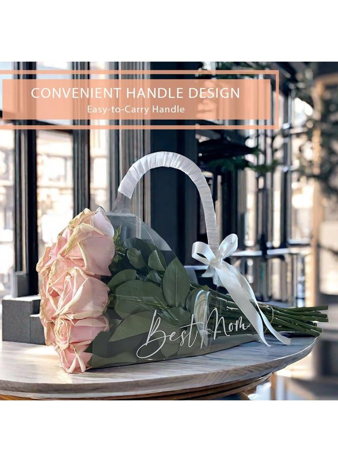 BBJ WRAPS Transparent Flower Bags For Bouquets, Creative PET Floral Gift Bags With Handle Perfect Florist Supplies Packaging For Flower Shops On Valentine's Day, Wedding, Mother's Day, Birthday Party - Image 5