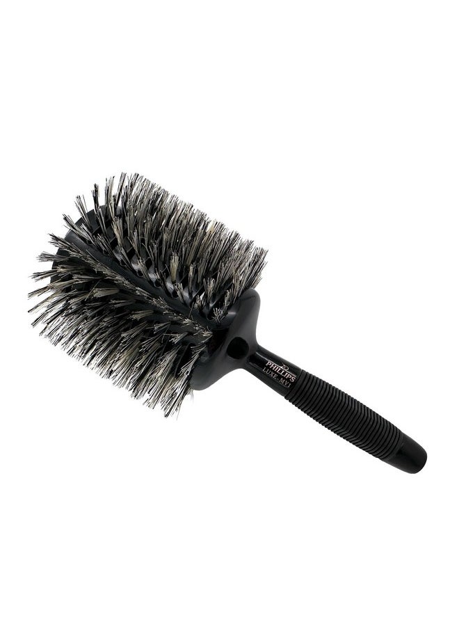 Phillips Brush Phillips Brush Luxe Monster Vent 1 Professional Hair Brush (5” Diameter Barrel) - Black & Gold Vented Hairbrush with Nylon Reinforced Boar Hair Bristles, Ergonomic Rubber Grip  - Image 3