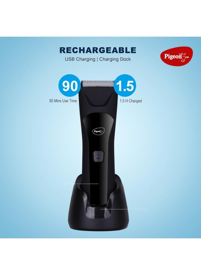 Pigeon Multi-Purpose Ipx7 Trimmer For Men|Ceramic Blade|Charging Dock With Usb|Led Digital Display|Waterproof|90 Min Runtime|1.5 Hr Charge Time|2 Years Warranty - Image 2