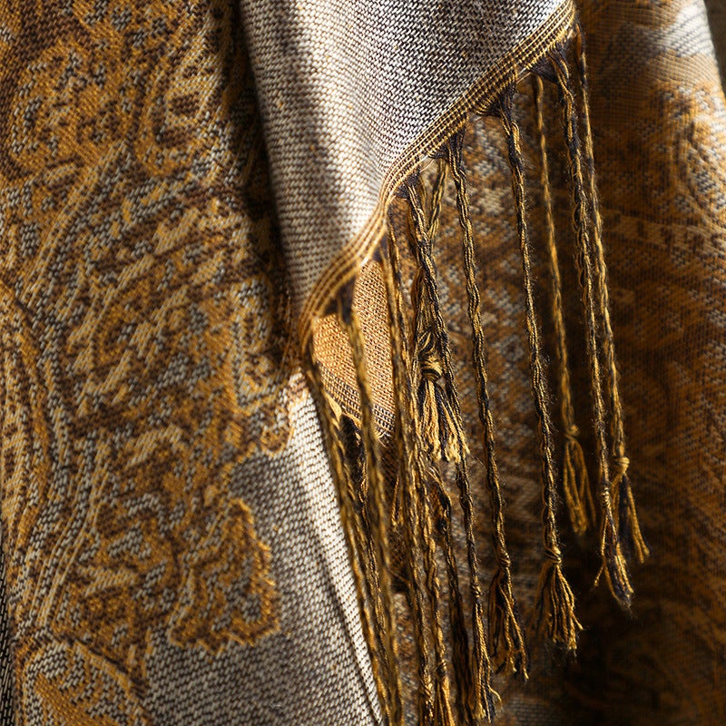 Spring and Autumn Classic Foreign Trade New Fashion All-Season Versatile Women''s Jacquard Paisley Tassel Scarf Shawl Wholesale - Image 4