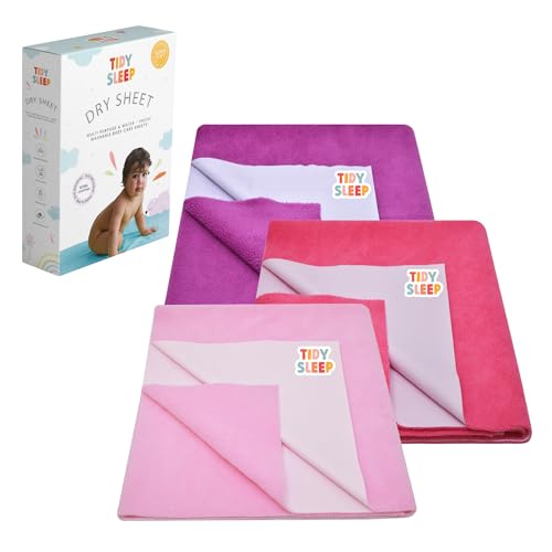 Tidy Sleep Instadry Anti-Piling Fleece Extra Absorbent Quick Dry Sheet for New Born Babies, Cotton Bed Protector Mattress Pack of 3 Maroon-Red-Pink Medium (100x70) cm - Image 1