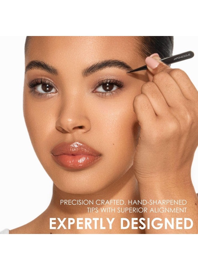 JAPONESQUE Slant and Point Tweezers Set, for Defining and Shaping Brows, Made with Hand-Sharpened Stainless, Ideal for Travel - Image 2