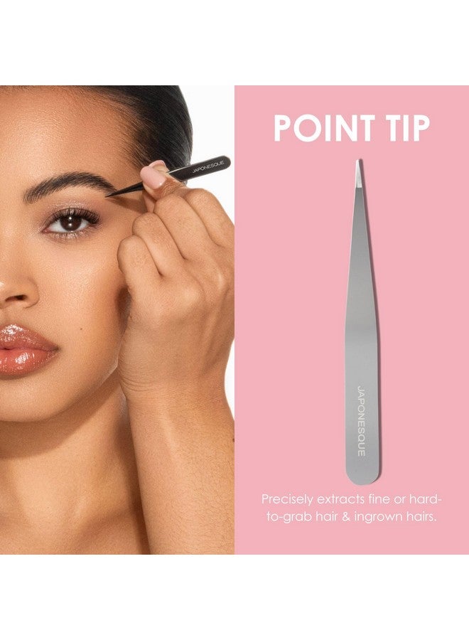 JAPONESQUE Slant and Point Tweezers Set, for Defining and Shaping Brows, Made with Hand-Sharpened Stainless, Ideal for Travel - Image 4