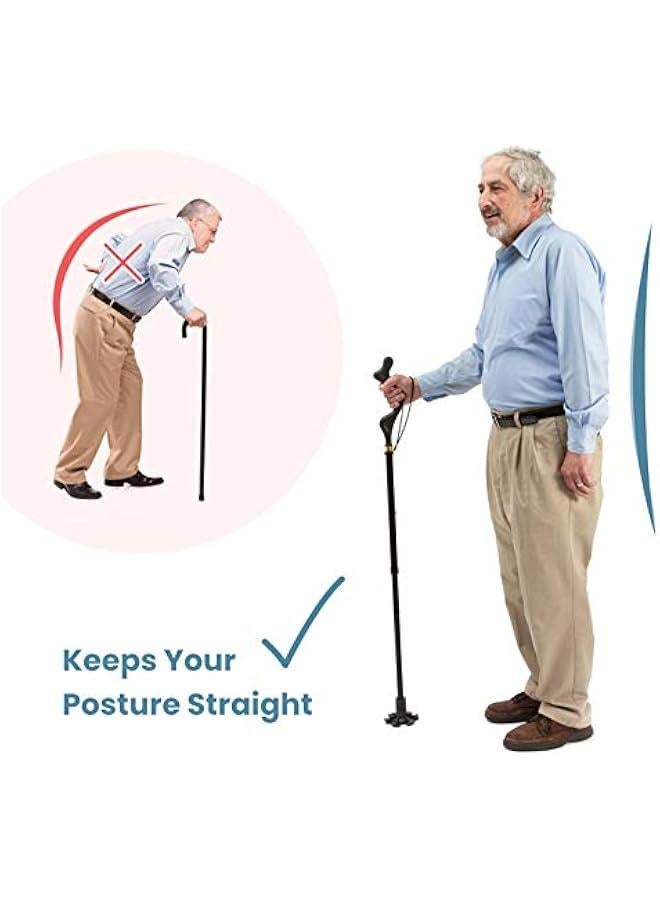 Arabest Adjustable Height Self-Standing Folding Walking Canes for Men and Women - Portable, Comfortable, Special Balancing Walking Stick - Image 2