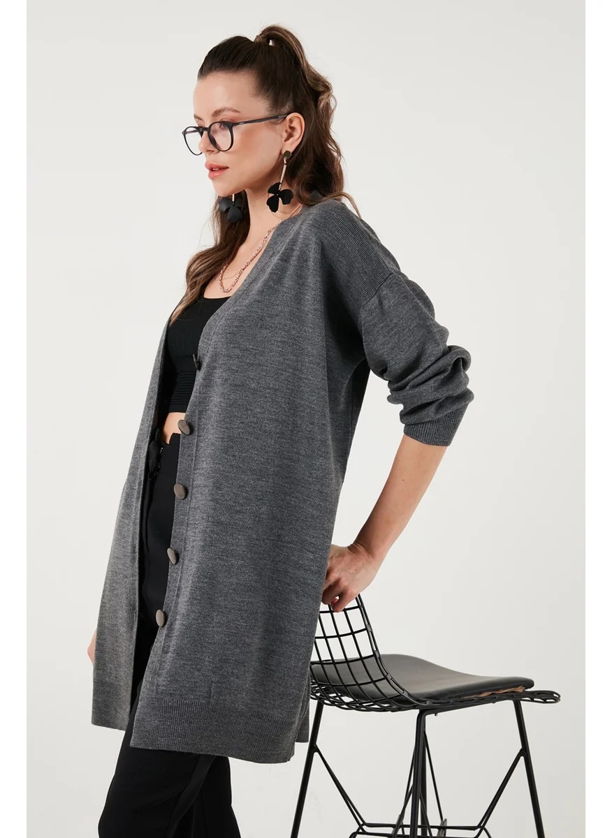 Lela V Neck Buttoned Knitted Cardigan Women's Cardigan 4616031