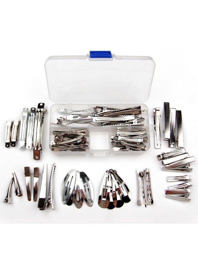 All In One Diy Hair Clip Kit: Assorted Size & Design 18Pcs Alligator Clip+5Pcs French Style Barrette Clip+8Pcs Snap Clip+4Pcs Bobby Pin Clip+Container - Image 1