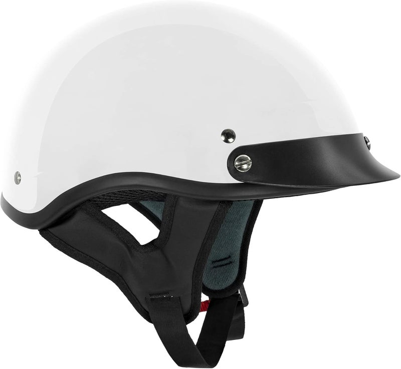 VCAN Cruiser Solid Half Face Motorcycle Helmet - Gloss White - Image 3