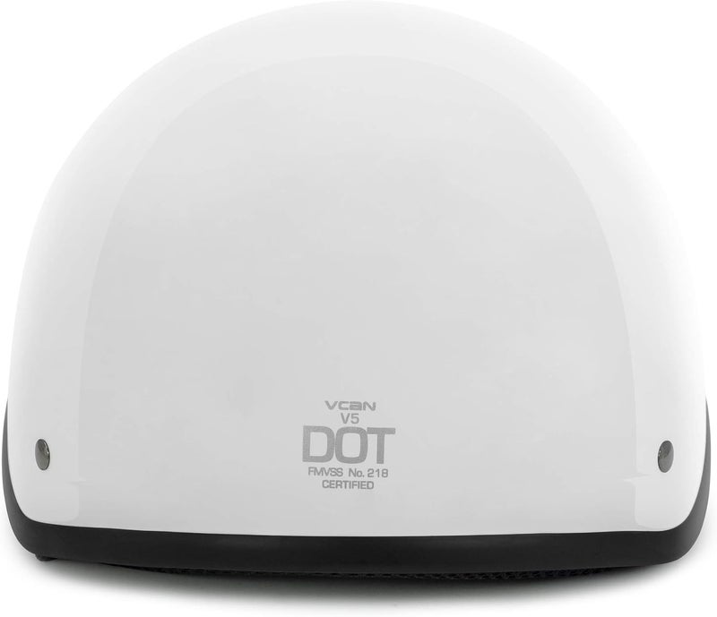 VCAN Cruiser Solid Half Face Motorcycle Helmet - Gloss White - Image 5