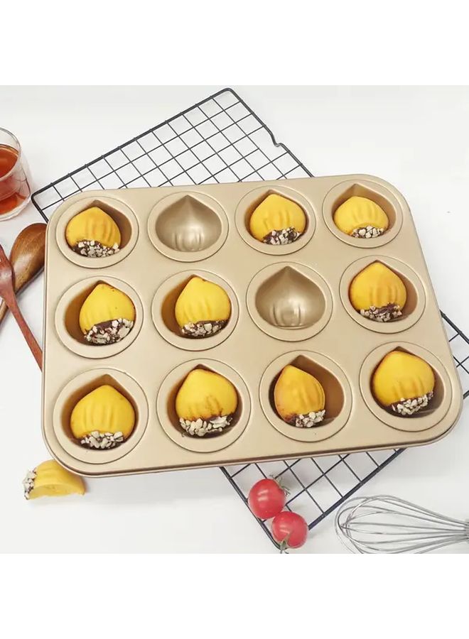 Non Stick Chestnut Madeleine Baking Pan 6 Piece Cavity Food Grade Metal For Mini Cakes Pastries Easy Release - Image 1