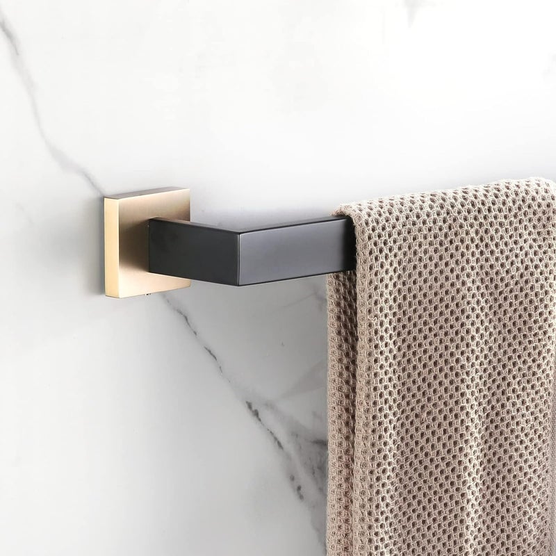LUXIUR Towel Rod for Bathroom, 304 Grade Stainless Steel Towel Hanger for Wash Basin, Napkin Holder for Kitchen, Towel Bar, Gold Black - Image 3