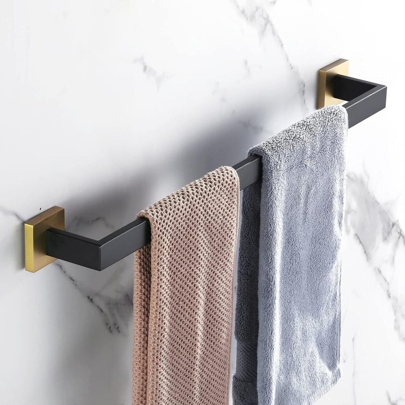 LUXIUR Towel Rod for Bathroom, 304 Grade Stainless Steel Towel Hanger for Wash Basin, Napkin Holder for Kitchen, Towel Bar, Gold Black - Image 2
